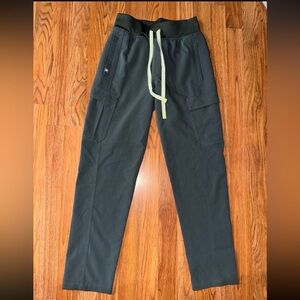 Figs Black Scrub Jogger Pants with Lime Drawstring